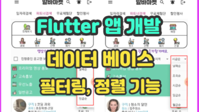 Flutter 데이터베이스 필터링, 정렬 기능 개발 문의