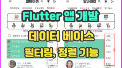 Flutter 데이터베이스 필터링, 정렬 기능 개발 문의