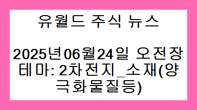 2025년06월24일 오전장 2차전지_소재(양극화물질등) 주식 테마종목